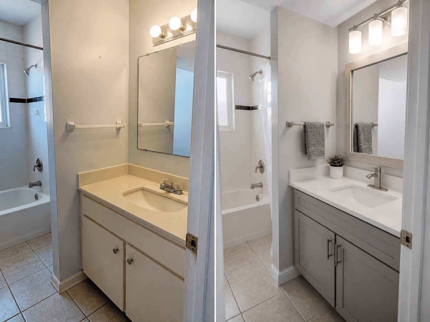 Before and after small bathroom remodel in West Melbourne FL