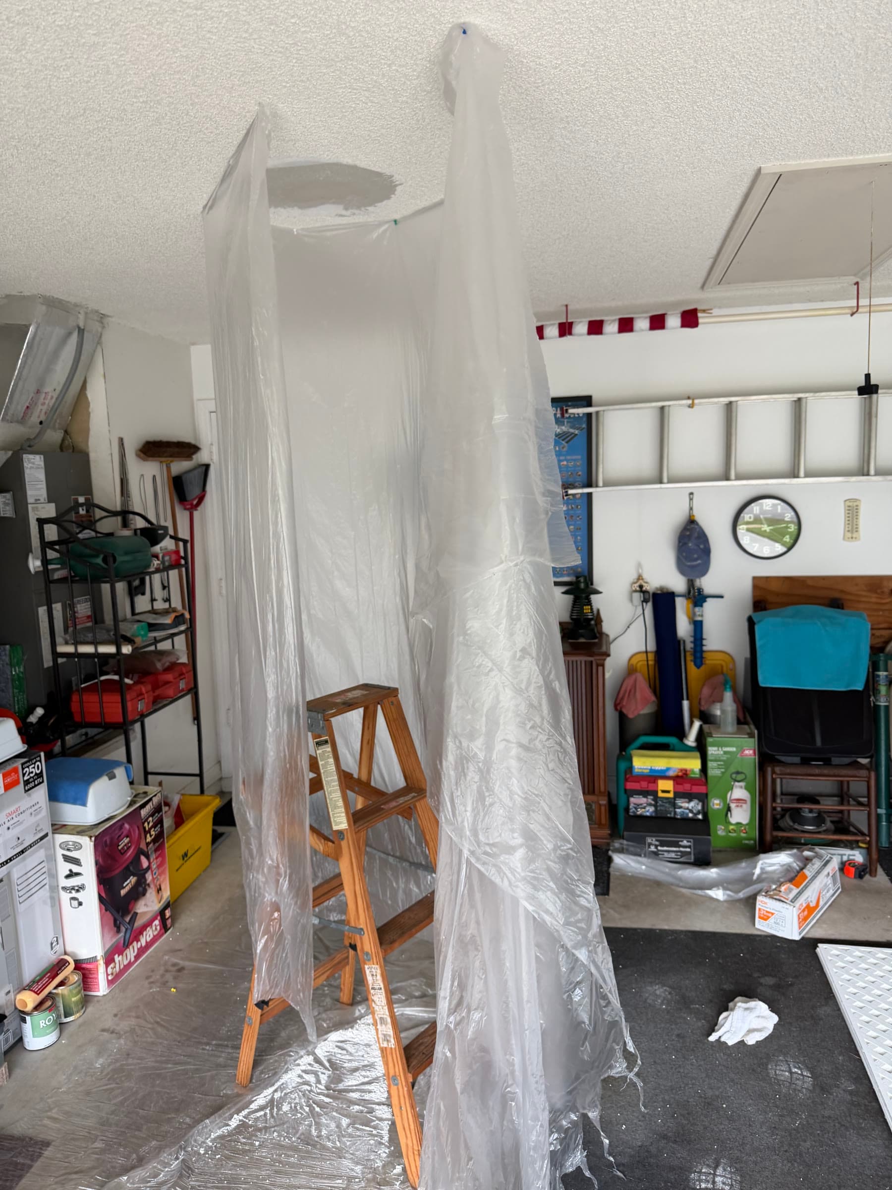Garage ceiling leak area before repair in Melbourne FL